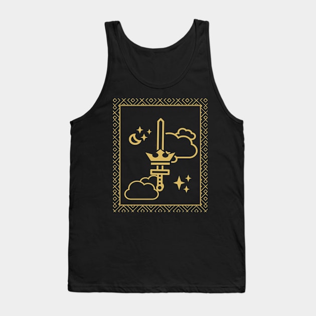 Tarot Card - Ace of Swords - Gold Tank Top by ballhard